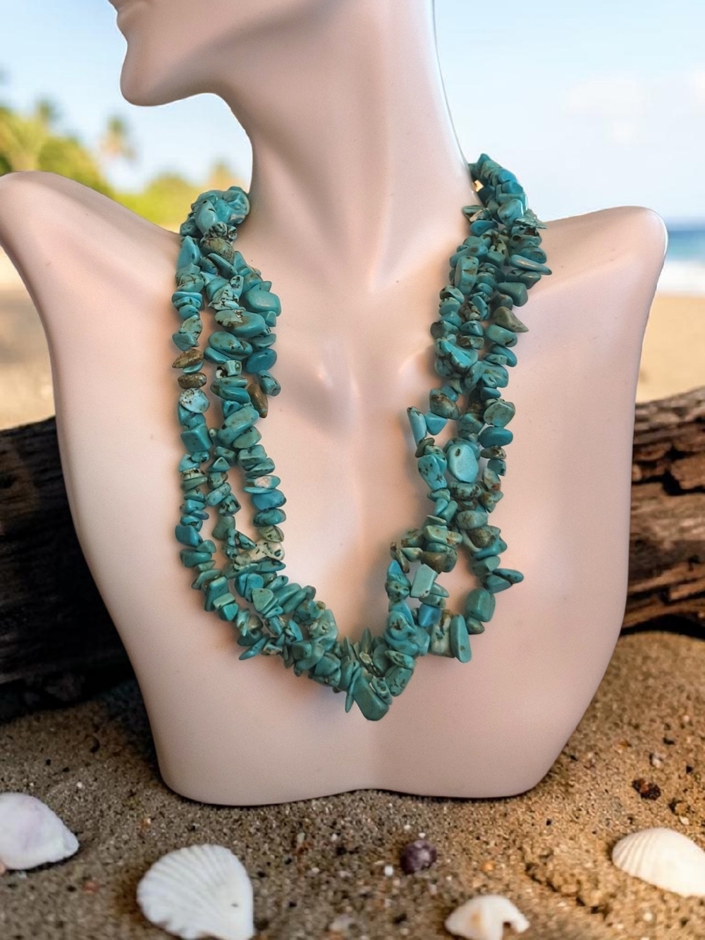 Turquoise Chip Multi-Strand Necklace